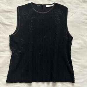 Vintage Valerie Stevens Black beaded front panel sleeveless top